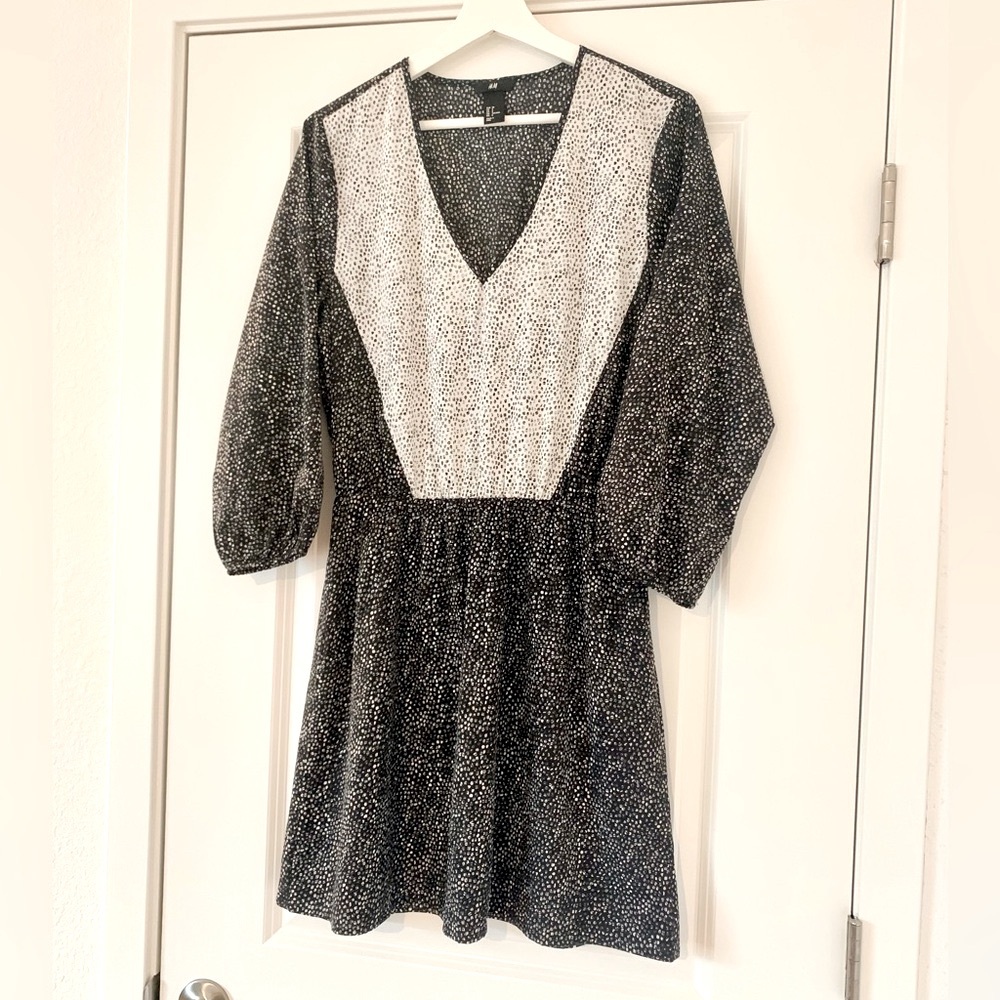 New Women’s Black/White H&M Polka Dot A-Line Dress, Size 8